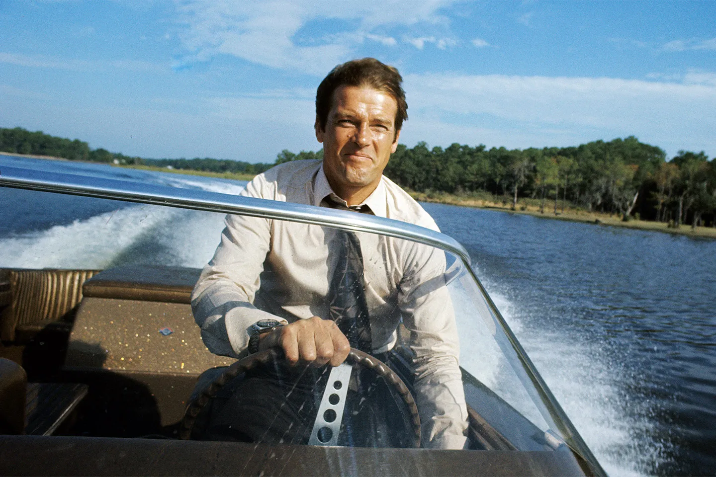 Roger Moore as James Bond in safari suit